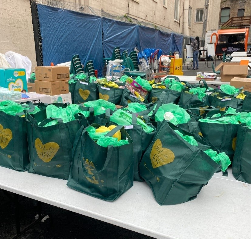 GLIDE 'Feed the heart with joy' grocery bags ready for the community
